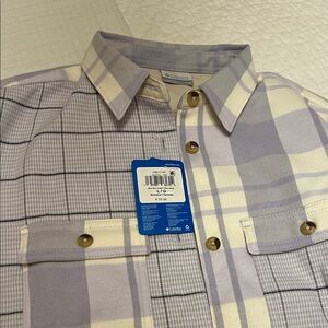 Woman’s  Plaid Shirt in Cream and purple